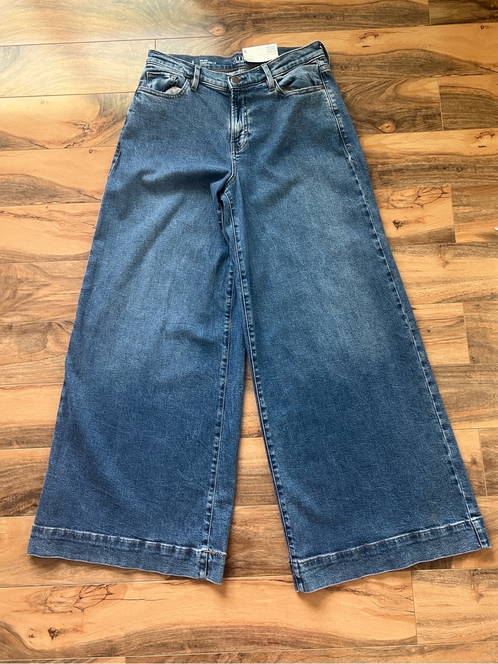 Mid Rise Slouchy Wide Leg Jeans Women Size 6 NWT Relaxed Denim Blue a.n.a